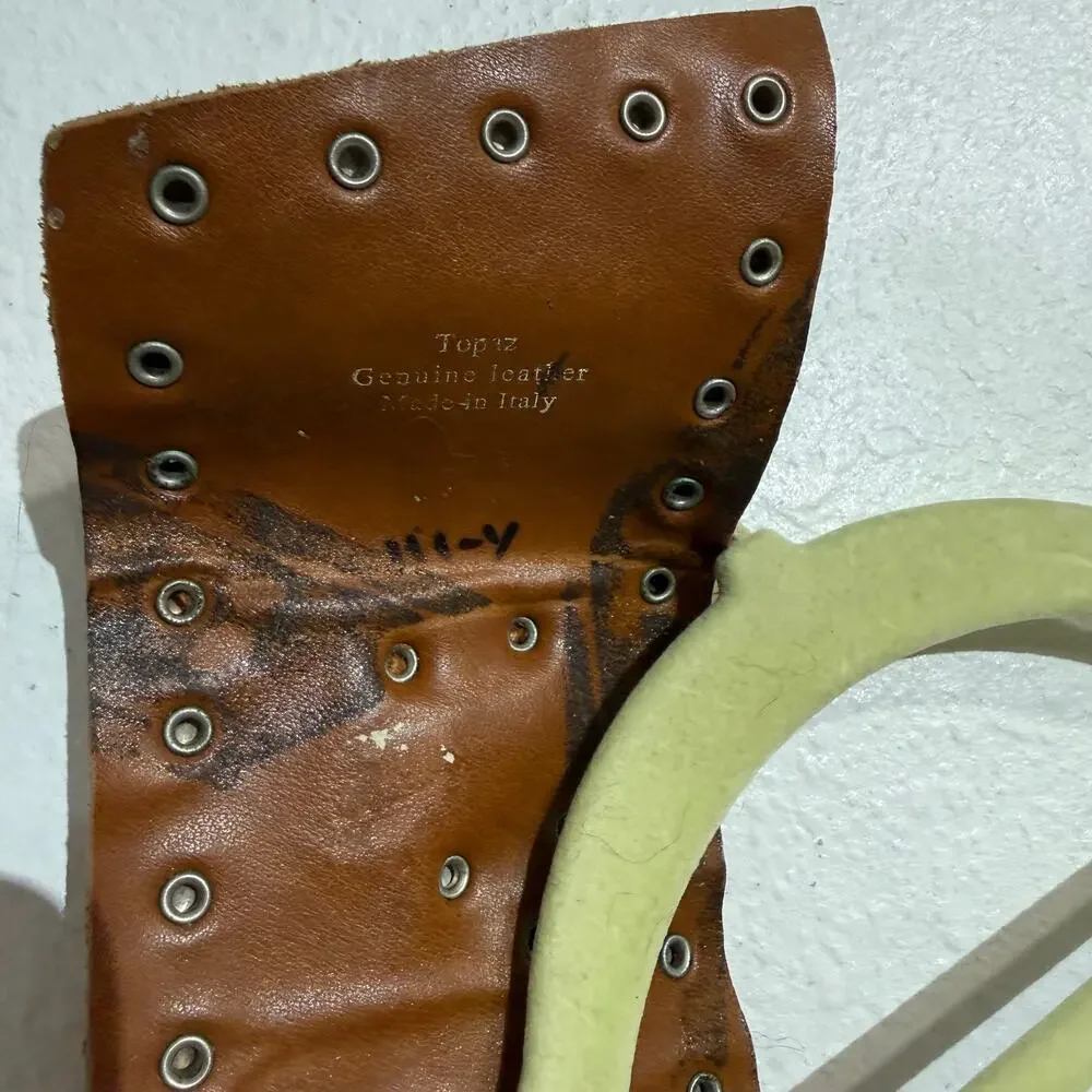 Topaz Brown Genuine Leather Studded Made in Italy Vintage Belt